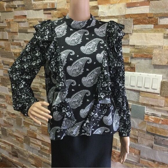 TED BAKER Paisley Frill ruffle High neck Blouse - Picture 3 of 10
